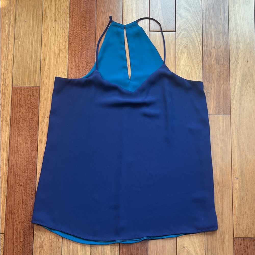 Express Reversible Two-Tone Halter Tank Top - Navy & Teal